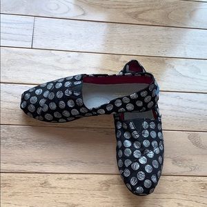 TOMS silver polka dot shoes